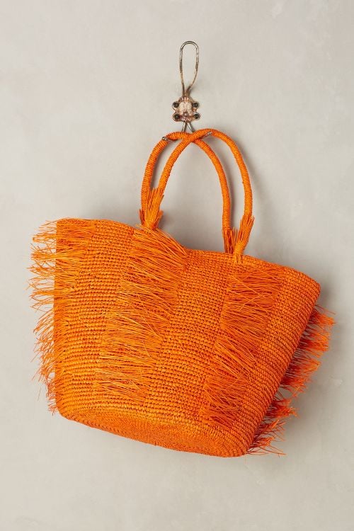 Sensi Studio Frayed Toquilla Straw Tote Orange straw totes spring 2017