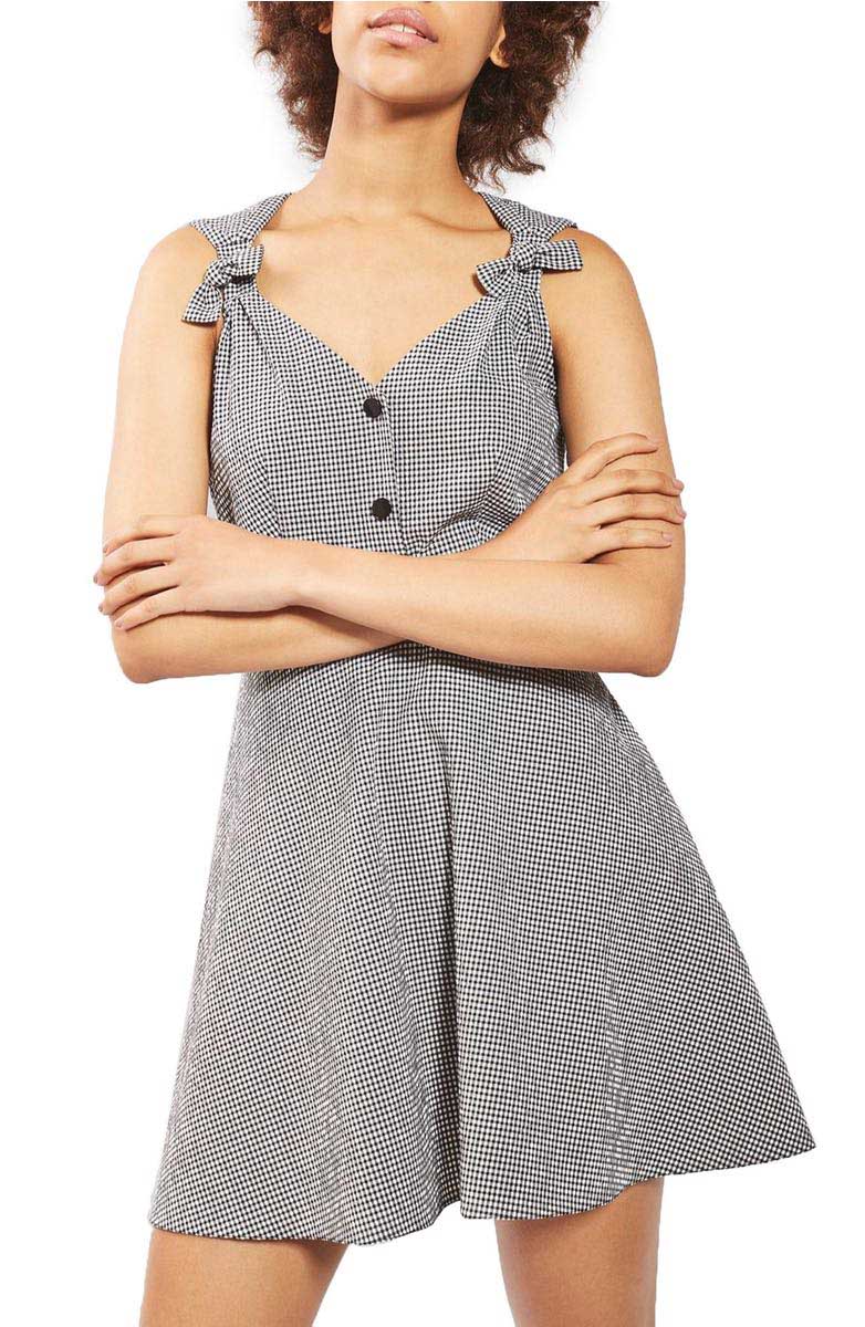TOPSHOP Gingham Skater Sundress Black Multi gingham dresses spring 2017