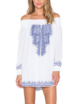 TULAROSA X REVOLVE JACQUELINE OFF THE SHOULDER TUNIC White Blue tunic dresses spring 2017