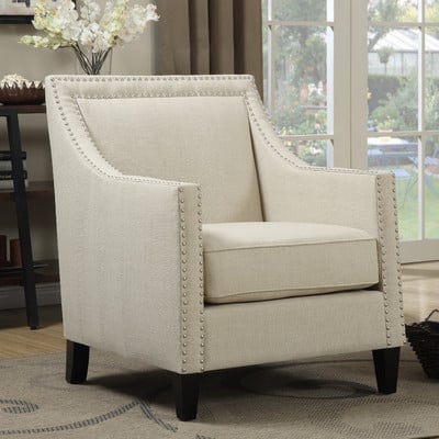 Three Posts Rotterdam Studded Arm Chair Natural Nailhead Trim Wayfair