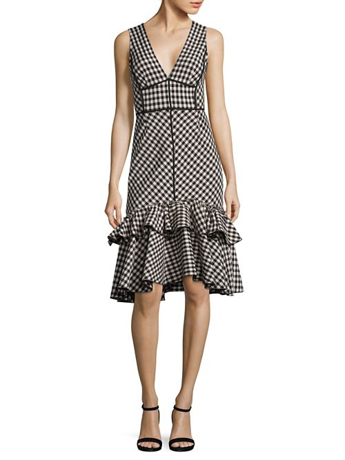 Tome Gingham Plaid Dress Ruffle Black White Gingham dresses spring 2017