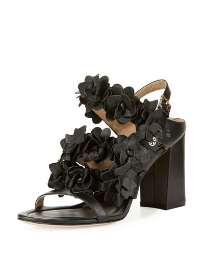 Tory Burch Blossom Leather 65mm Sandal Black Neiman Marcus Shoe Sale