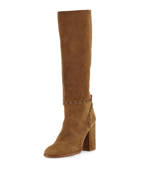 Tory Burch Contraire Suede 90mm Knee Boot, River Rock Neiman Marcus Shoe Sale