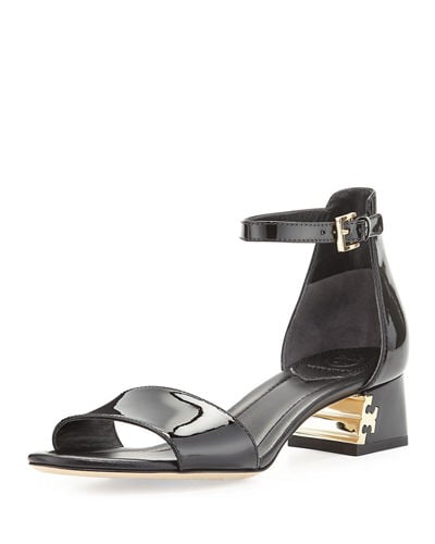 Tory Burch Finley Patent 40mm Sandal Black Neiman Marcus Shoe Sale