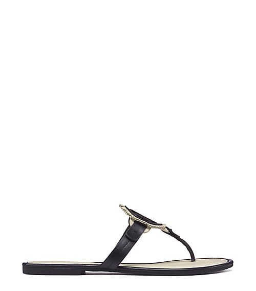 Tory Burch MILLER FRINGE SANDAL, LEATHER Black Bleach Black tory burch spring event sale