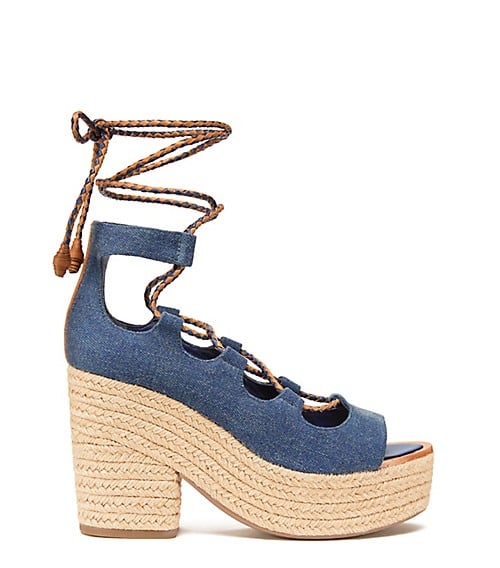 Tory Burch POSITANO LACE-UP PLATFORM ESPADRILLE Blue Denim tory burch spring event sale