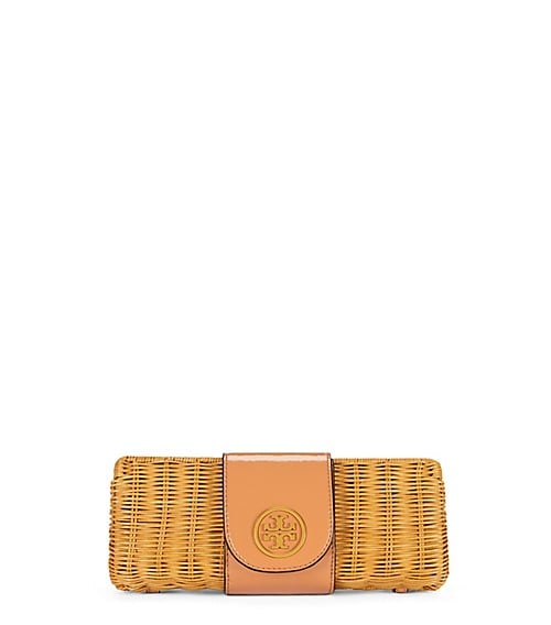 Tory Burch RATTAN CLUTCH Natural Camello tory burch spring event sale
