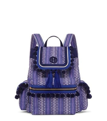Tory Burch SCOUT POM-POM BACKPACK Navy Sea tory burch spring event sale