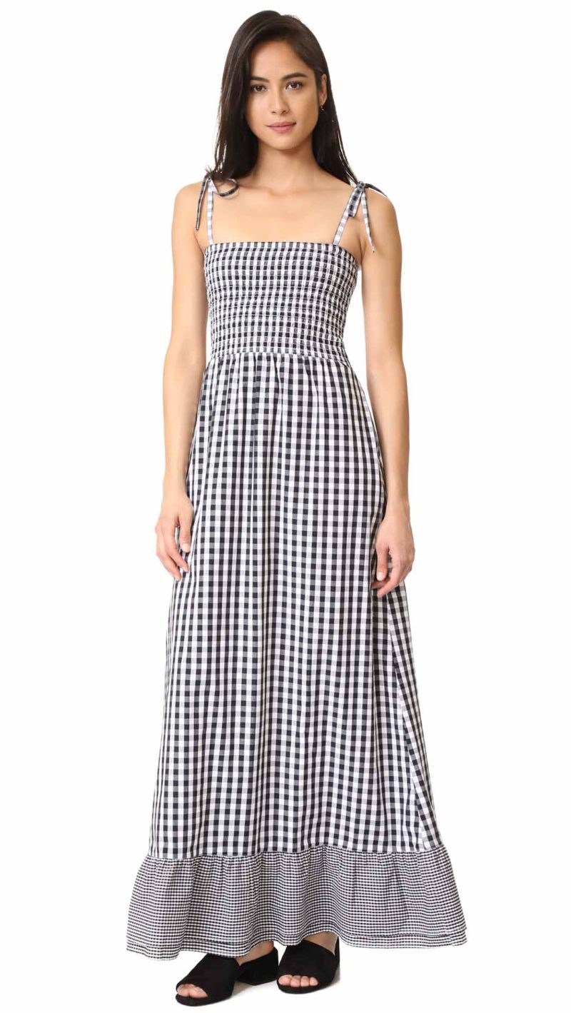 VETIVER Brigitte Maxi Dress Black White Gingham dresses spring 2017