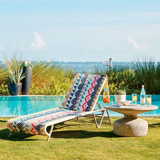 West Elm All-Weather Wicker Colorblock Woven Chaise Lounger west elm outdoor home furniture sale