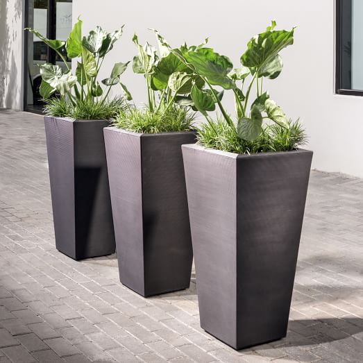 West Elm Grooved Planters 15" outdoor home sale