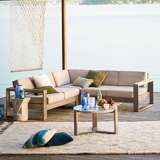 West Elm Portside 3-Piece Sectional Weathered Grey Weathered Cafe West elm outdoor home sale