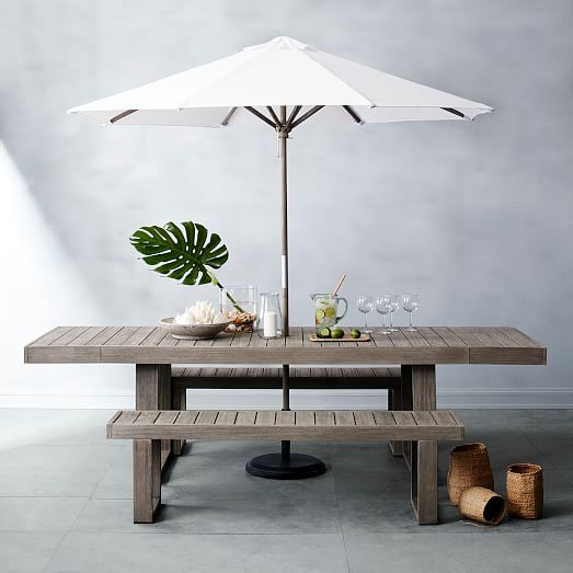 West Elm Portside Expandable Dining Table Set weathered gray weathere cafe west elm outdoor home furniture sale