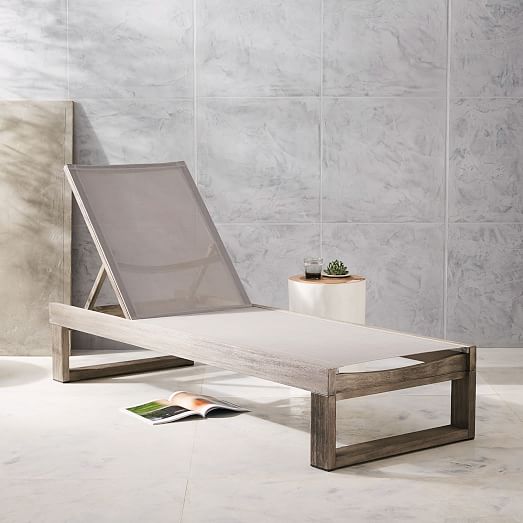 West Elm Portside Textilene Lounger Weathered Gray West Elm Outdoor Home Sale