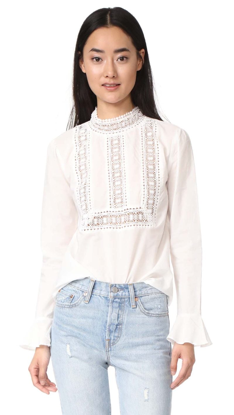 endless rose Semi High Neck Top With Belle Sleeves Off White Shopbop Event Of The Season Sale
