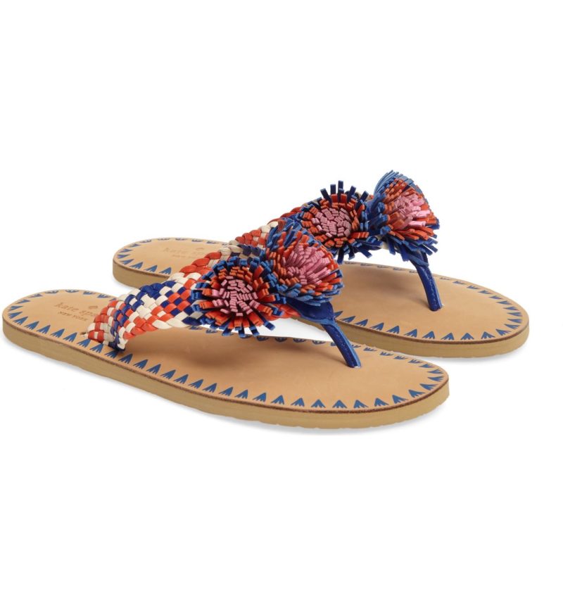 kate spade new york idette fringe flip flop garden blue nappa flat fringe sandals flat fringe sandals