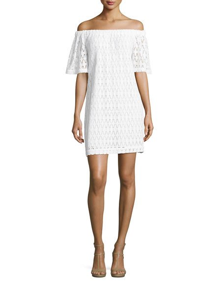 A.L.C. Ario Crocheted Off-the-Shoulder Dress White off the shoulder dresses summer 2017