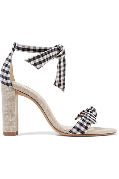 ALEXANDRE BIRMAN Clarita bow-embellished gingham cotton and canvas sandals black white gingham sandals