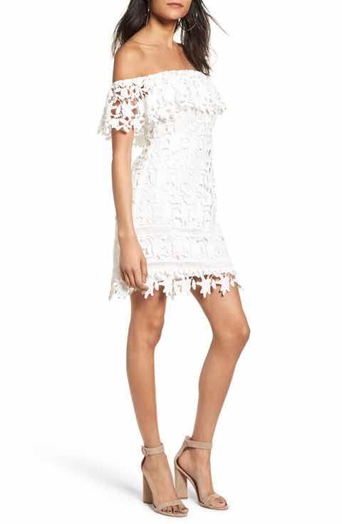 ASTR THE LABEL Off the Shoulder Lace Minidress White off the shoulder dresses summer 2017