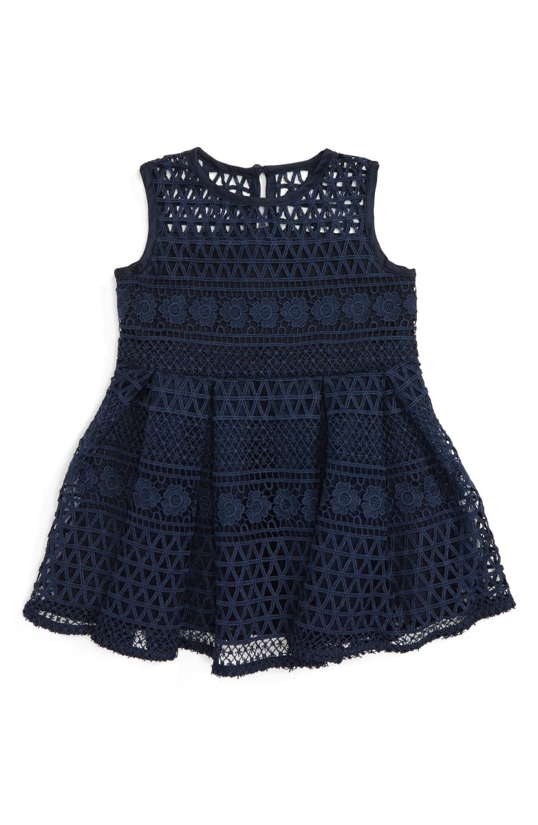 BARDOT JUNIOR Linear Lace Dress Navy Blue lace dresses for baby girls