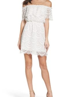 BB DAKOTA Hope Off the Shoulder Lace Dress Optic White off the shoulder dresses summer 2017