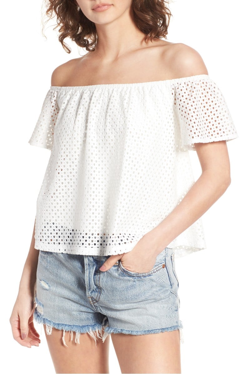BP. Eyelet Off The Shoulder Top White eyelet tops under $100