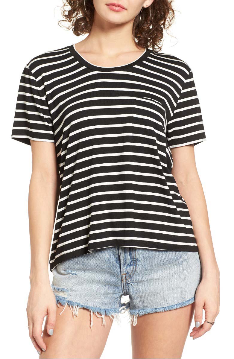 BP. Stripe Pocket Tee Shirt Black Amanda Stripe Nordstrom half yearly sale