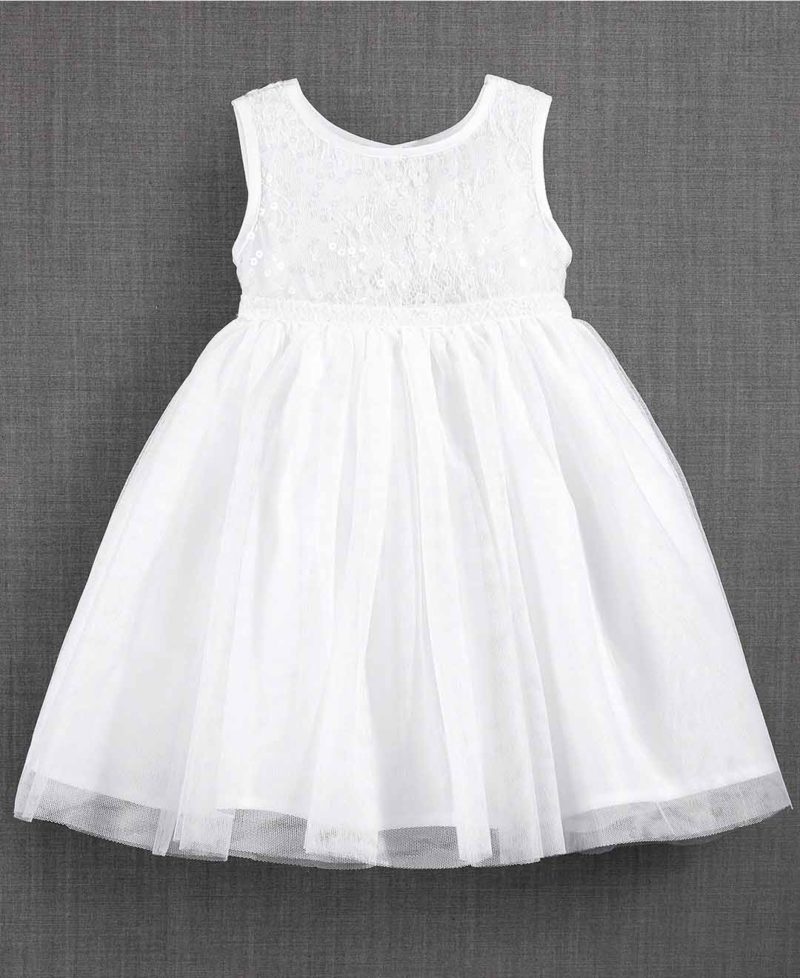Blueberi Boulevard Sequin Lace Dress, Baby Girls (0-24 months) White lace dresses for baby girls 