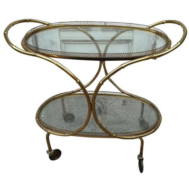Brass Venetian Faux-Bamboo Bar Cart Italian Hollywood Regency faux bamboo bar carts 