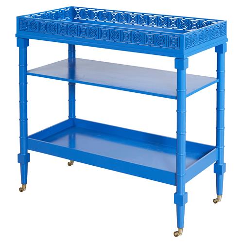Brawley Global Retro Faux Bamboo Bar Cart - Blue faux bamboo bar carts 