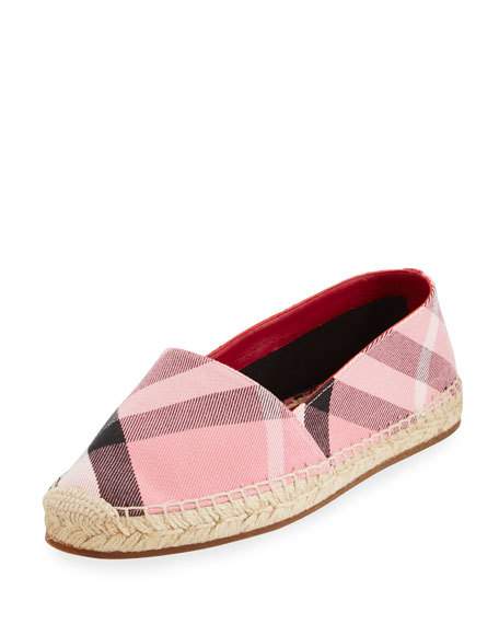 Burberry Hodgeson Check Espadrille Flat Rose Pink espadrilles summer 2017