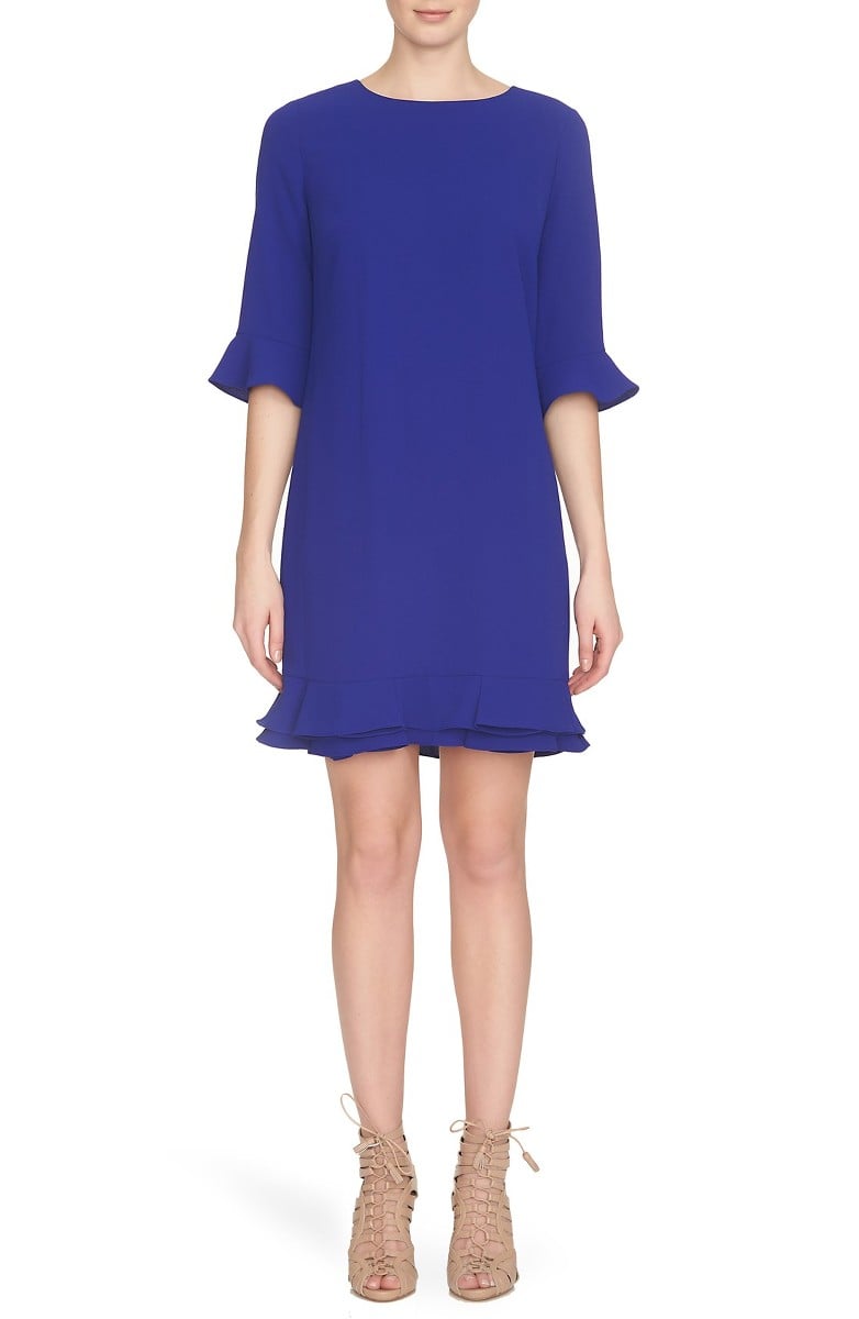 CECE 'Kate' Ruffle Hem Shift Dress Sapphire Blue ruffle hem dresses summer wedding guest