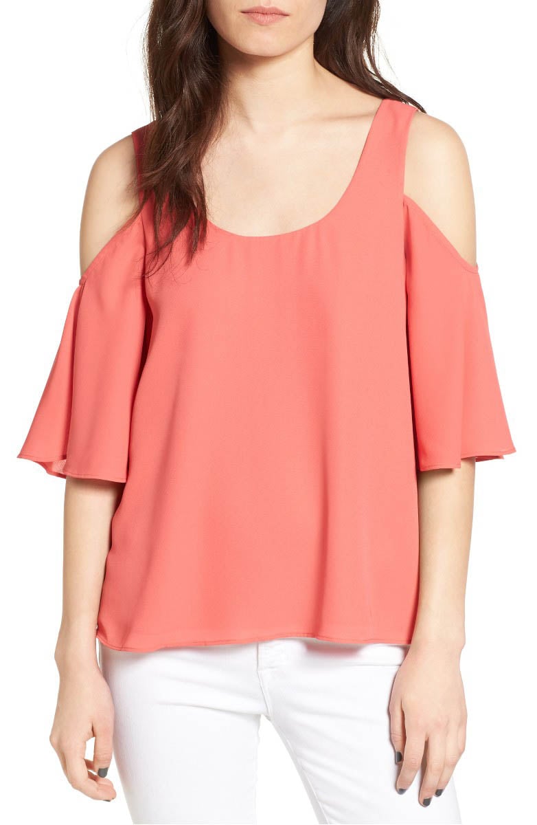 CHELSEA28 Chiffon Cold Shoulder Top Coral Spice Nordstrom half yearly sale