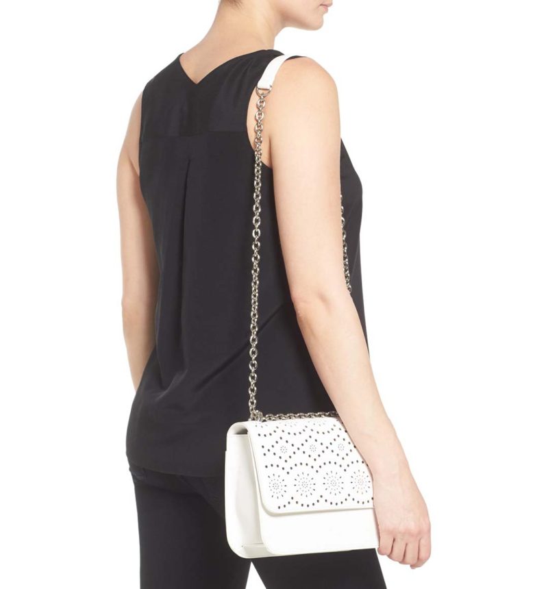 CHELSEA28 Dahlia Perforated Faux Leather Shoulder Bag White Snow Nordstrom half yearly sale