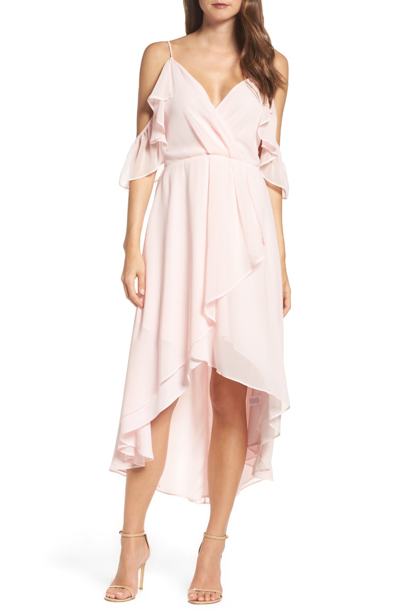 CHELSEA28 Ruffle Off the Shoulder Dress Pink Crystal ruffle hem dresses summer wedding guest
