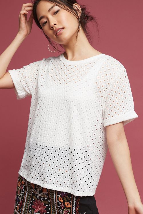 Chantal Lace Top White eyelet tops under $100