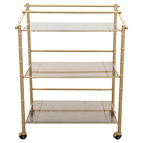 Chinoiserie Bamboo-Style Bar Cart Gold faux bamboo bar carts 