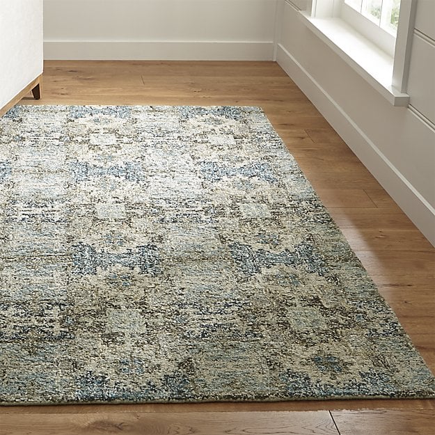 Crate and Barrel Alvarez Mineral Blue Wool-Blend Rug crate and barrel memorial day sale