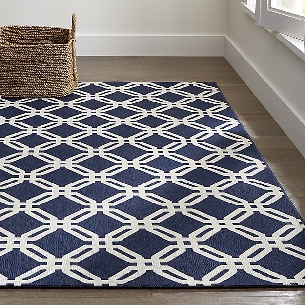 Crate and Barrel Arlo Blue Indoor/Outdoor Rug crate and barrel memorial day sale