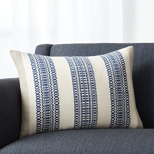 Crate and Barrel Bryce Blue 22"x15" Pillow crate and barrel memorial day sale