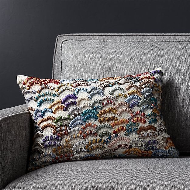 Crate and Barrel Cortney 18x12 Pillow crate and barrel memorial day sale embroidered scallops