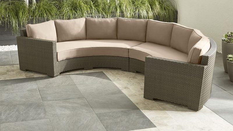 Crate and Barrel Ventura Umber Round 2-Piece Sectional with Sunbrella ® Cushions Stone crate and barrel outdoor furniture sale