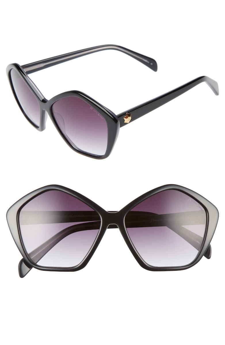 DRAPER JAMES 57mm Gradient Lens Geometric Sunglasses Black Nordstrom