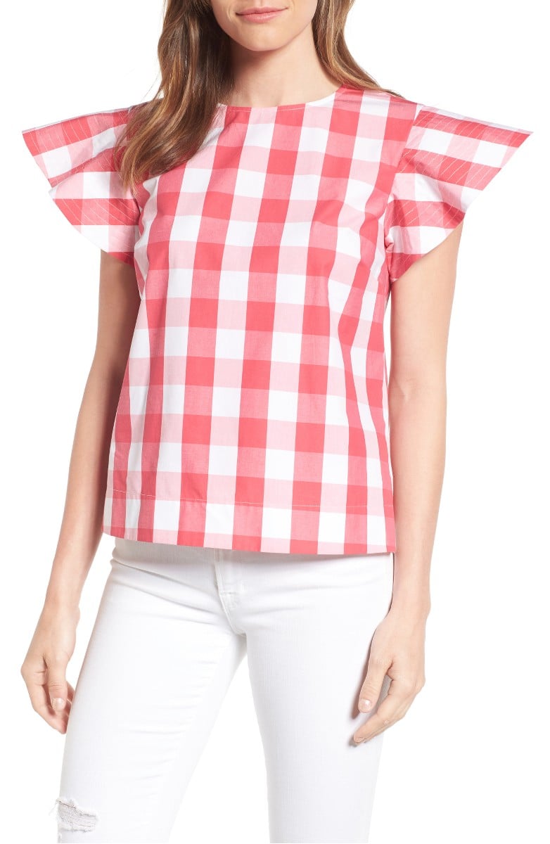 DRAPER JAMES Cloister Gingham Cotton Top Pink Parton Check Nordstrom