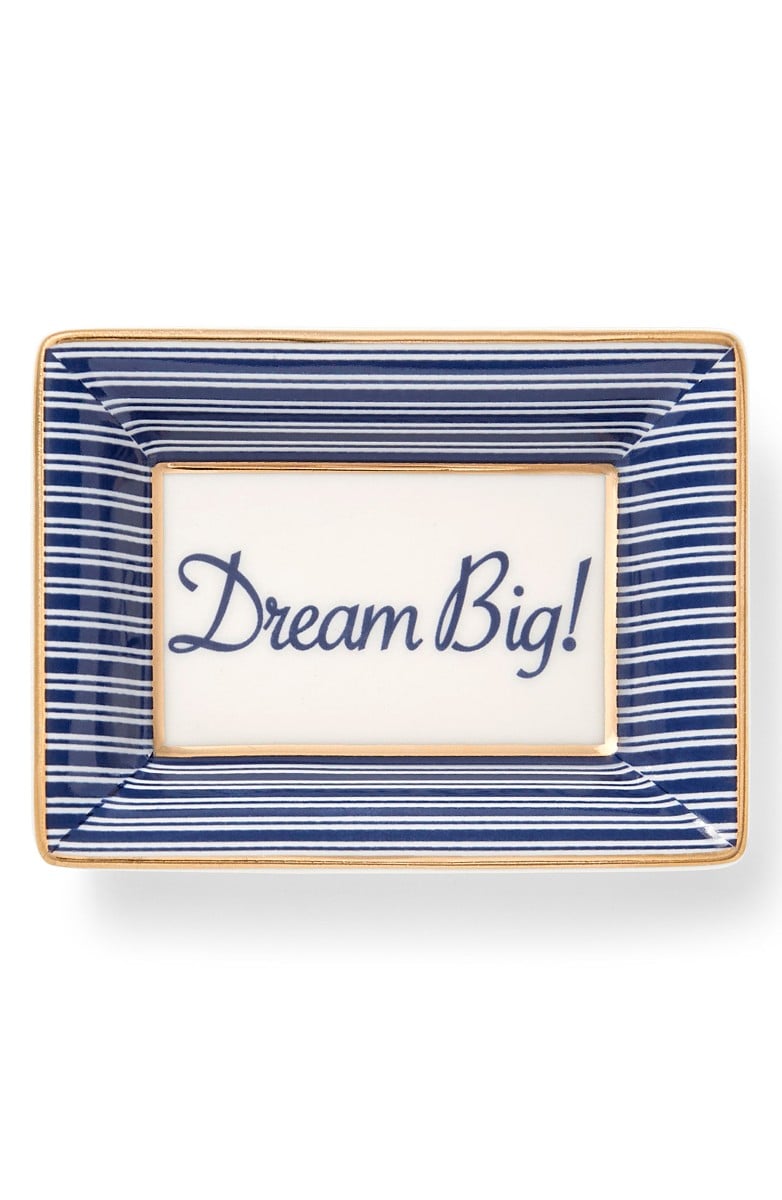 DRAPER JAMES Dream Big Ceramic Trinket Tray Navy Blue White Gold Stripe Nordstrom reese witherspoon