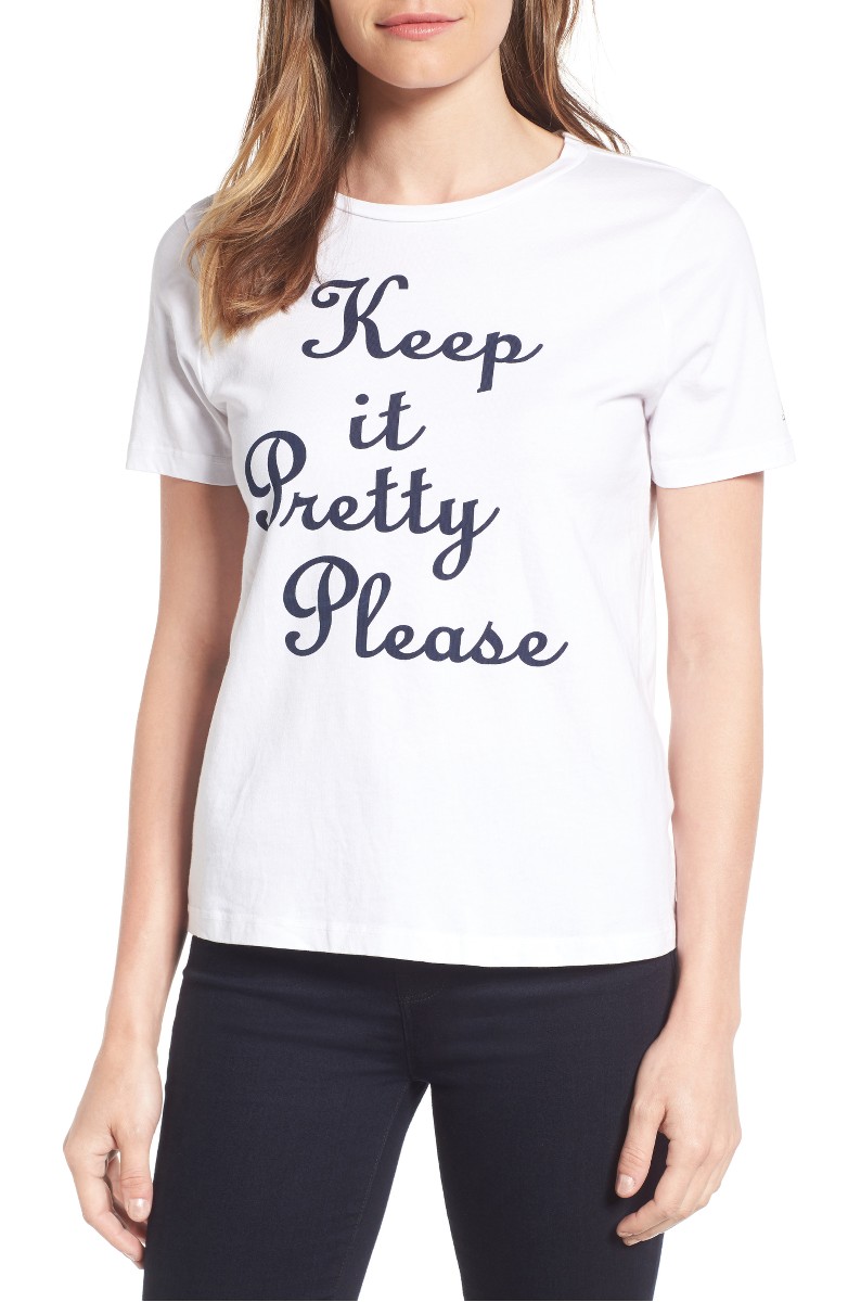 DRAPER JAMES Keep it Pretty Please Cotton Tee White Nordstrom draper james for nordstrom reese witherspoon