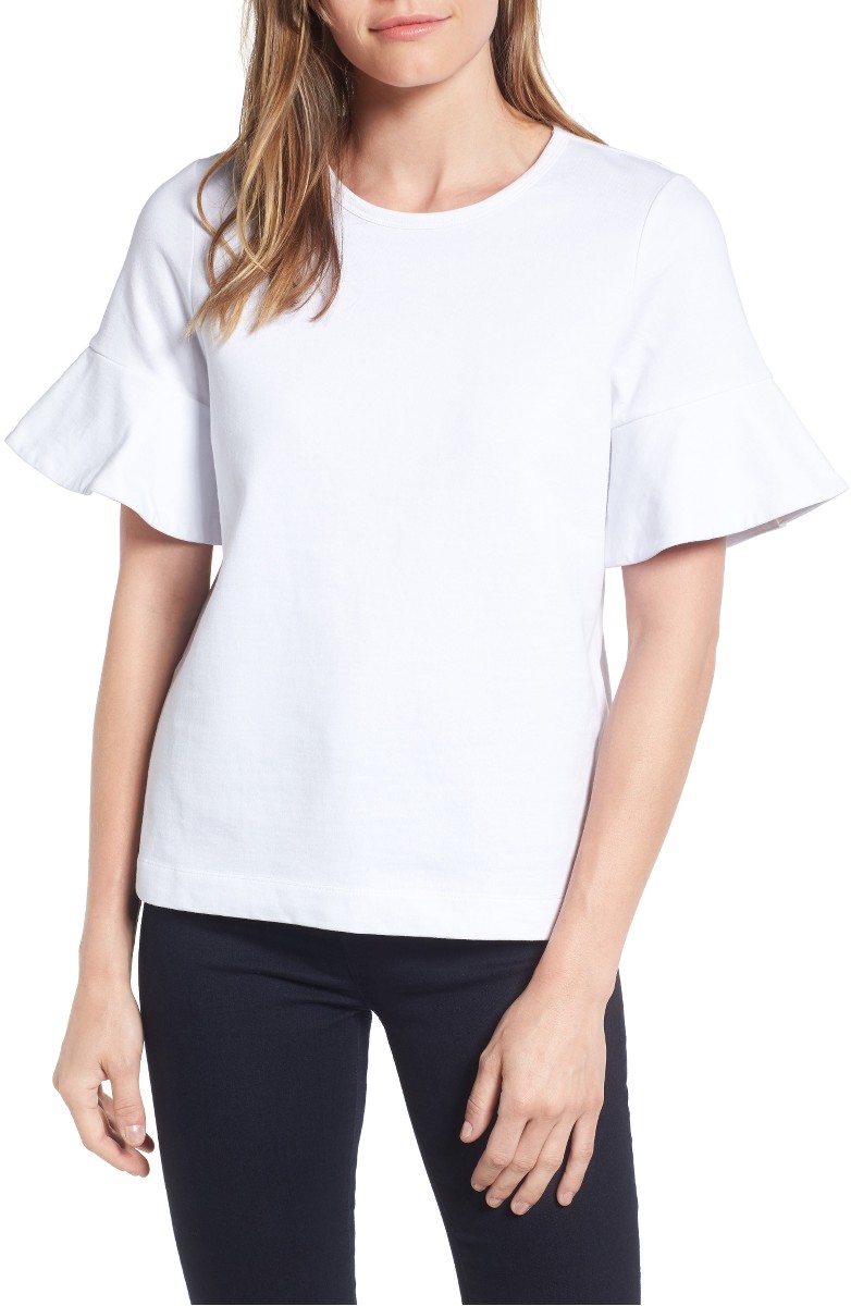 DRAPER JAMES Ruffle Sleeve Tee Willow White Nordstrom draper james for nordstrom reese witherspoon