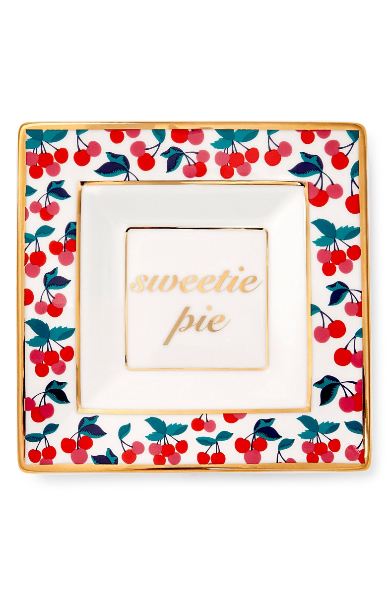 DRAPER JAMES Sweetie Pie Ceramic Trinket Tray Cherry Print Gold Nordstrom