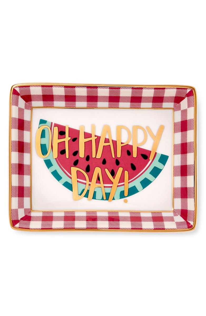 Draper James Watermelon Oh Happy Day! Ceramic Trinket Tray Watermelon Gingham Check reese witherspoon nordstrom