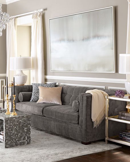 Dusk Tufted Sofa Charcoal Velvet Neiman Marcus Home Sale